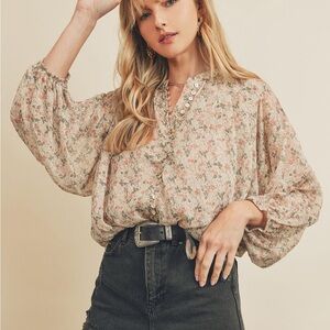 Dress Forum Floral Button-Up Blouse - Brown
